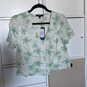 Lulu’s tropical cropped short sleeve blouse, size S